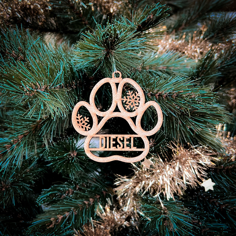 Weihnachtskugel - Weihnachtshänger Pfote - Eigener Name