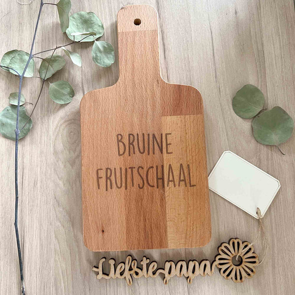 Cadeaupakket - Bruine fruitschaal + wensbloem